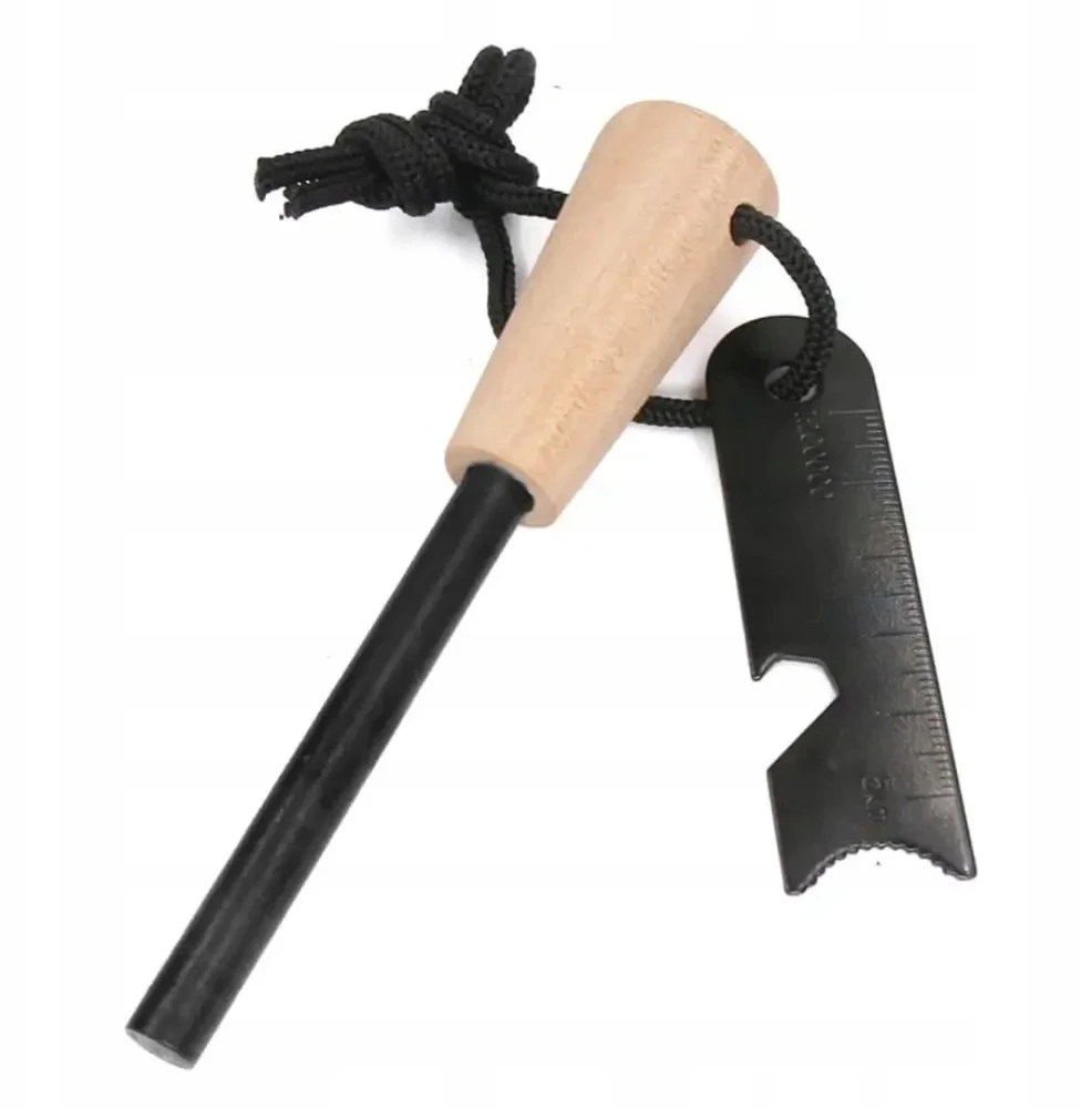 Bsh Adventure OGROMNE Krzesiwo BSH Magnezowe 8mm Drewno Otwieracz Miarka Survival