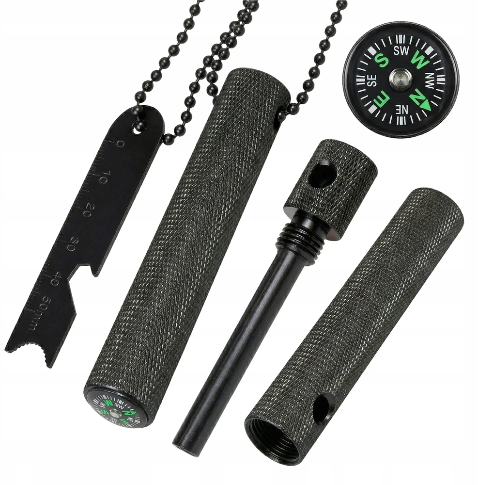 Bsh Adventure PROFESIONALUS Ugnies starteris BSH Magnio vamzdžio kompasas BUSHCRAFT Išgyvenimo ženklelis