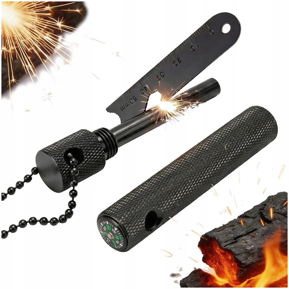 Bsh Adventure PROFESIONALUS Ugnies starteris BSH Magnio vamzdžio kompasas BUSHCRAFT Išgyvenimo ženklelis