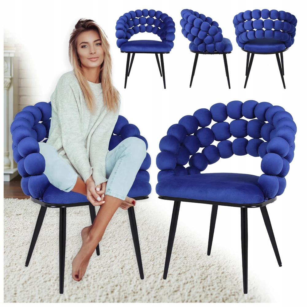 Velaco BUBBLE VELVET FOTOKAS, MINŠTA ATRIA MĖLYNA, JUODOS KOJOS