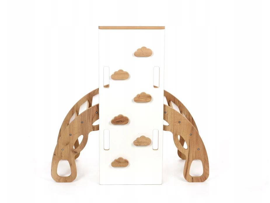 Bujak Montessori 4w1 dębowo-balta + ścianka + poduszka pilka Kids Helper