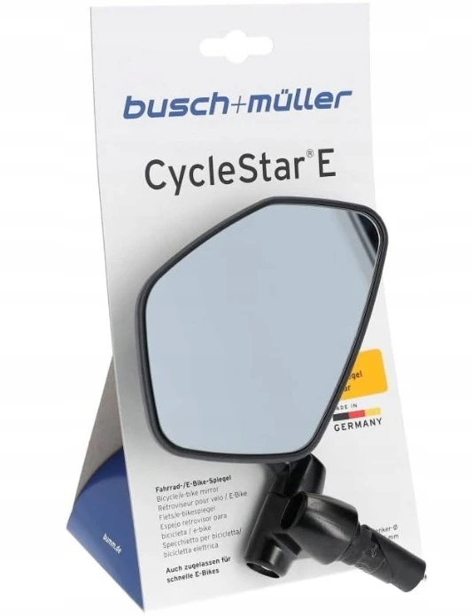 Busch & Muller Cycle Star E kairysis sulankstomas dviračio veidrodis, juodas
