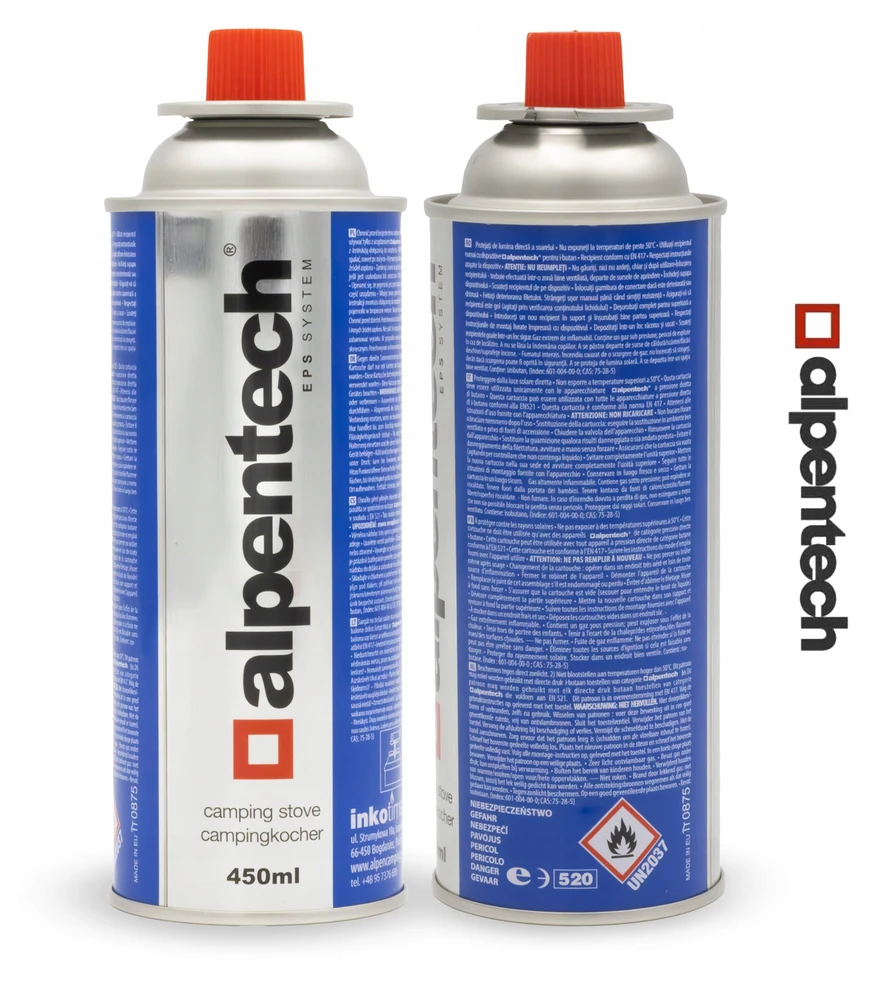 Inko Time Kartusz „Alpentech“ 433 ml dujų balionėlis, atitinkantis EN417 standartą, izobutanas, EPS sistema, IK301