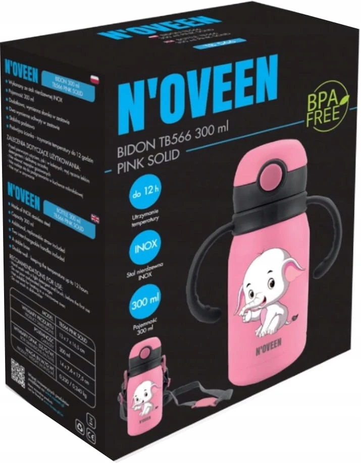 BUTELIS TB566 ROZINĖ 300 ML VAIKAI NOVEEN
