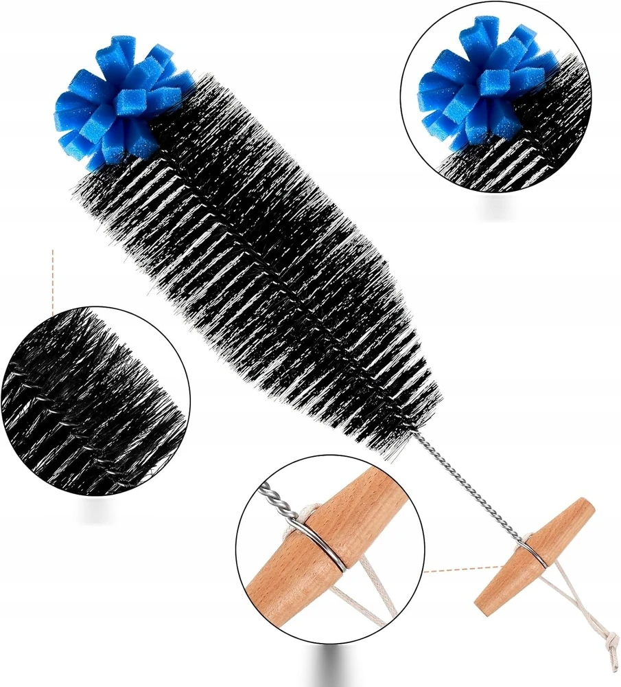 BUTELIŲ ŠEPETĖLIS 2 VIENETĖS 33 CM NAILONINĖ KEMPINĖ MEDIENA ERGONOMIKAI ILGA
