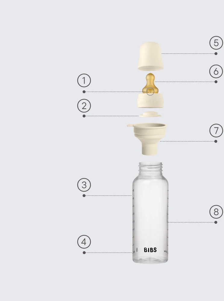 Buteliukai kūdikiams plastikiniai BIBS Anti-colic 2 vnt 150/270 ml Ivory guma