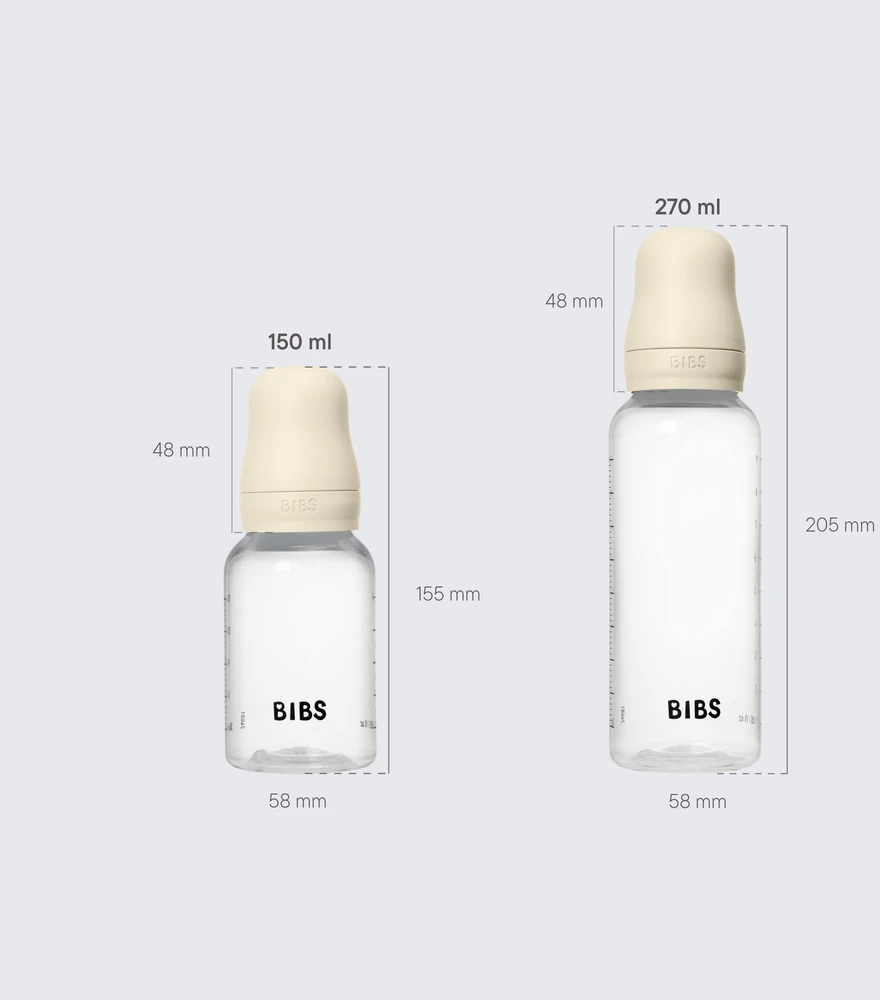 Buteliukai kūdikiams plastikiniai BIBS Anti-colic 2 vnt 150/270 ml Ivory guma
