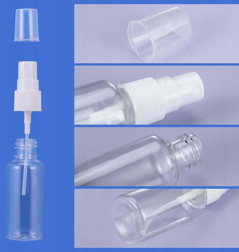 Buteliukas 30 ml, 36 vnt. su purkštuvu, permatomas plastikinis indelis