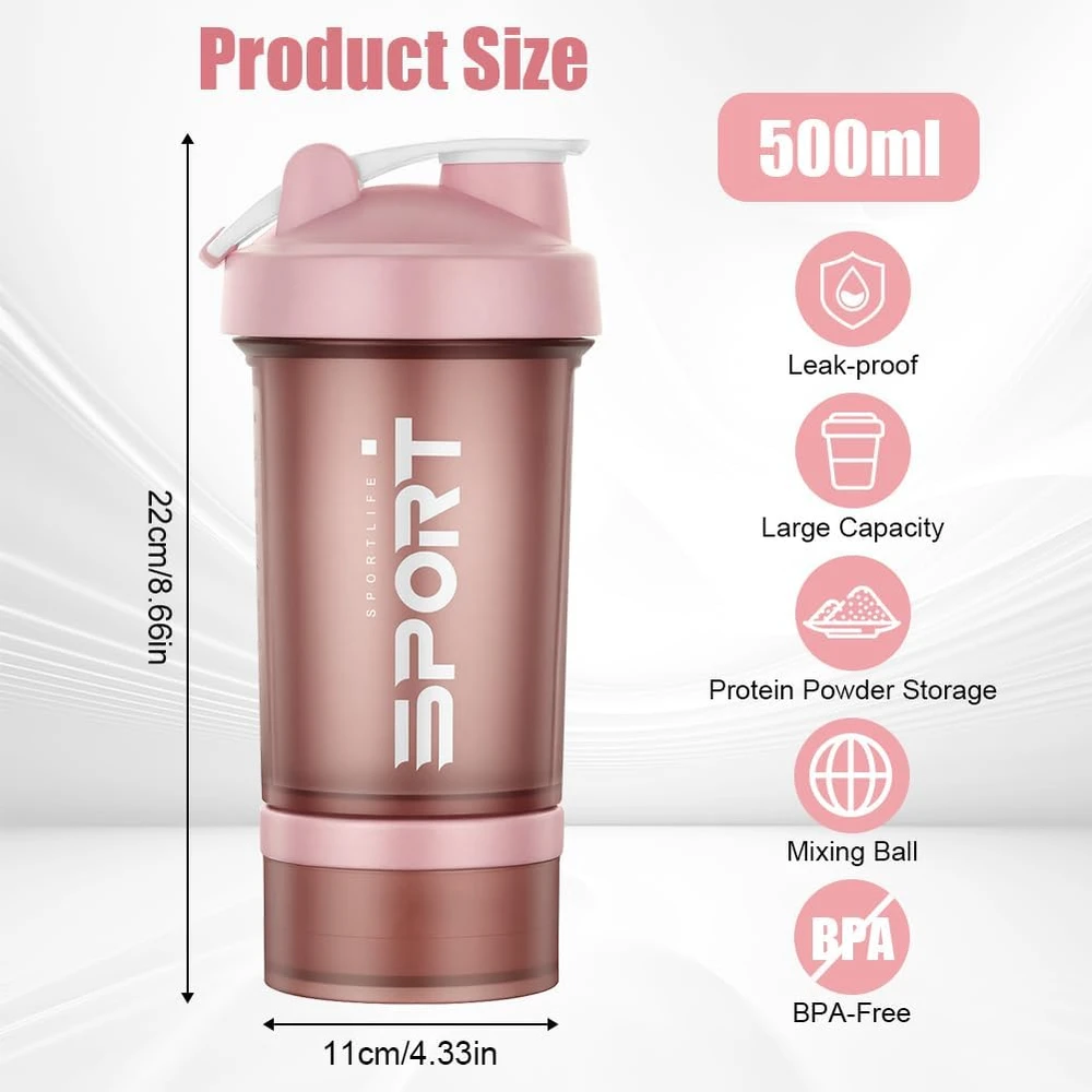 BUTELIUKAS 500ml 2 Vnt. BALTYMŲ FITNESS MIKSERIŲ KAMULIUKAI BPA SKALLYKLĖS BE BPA