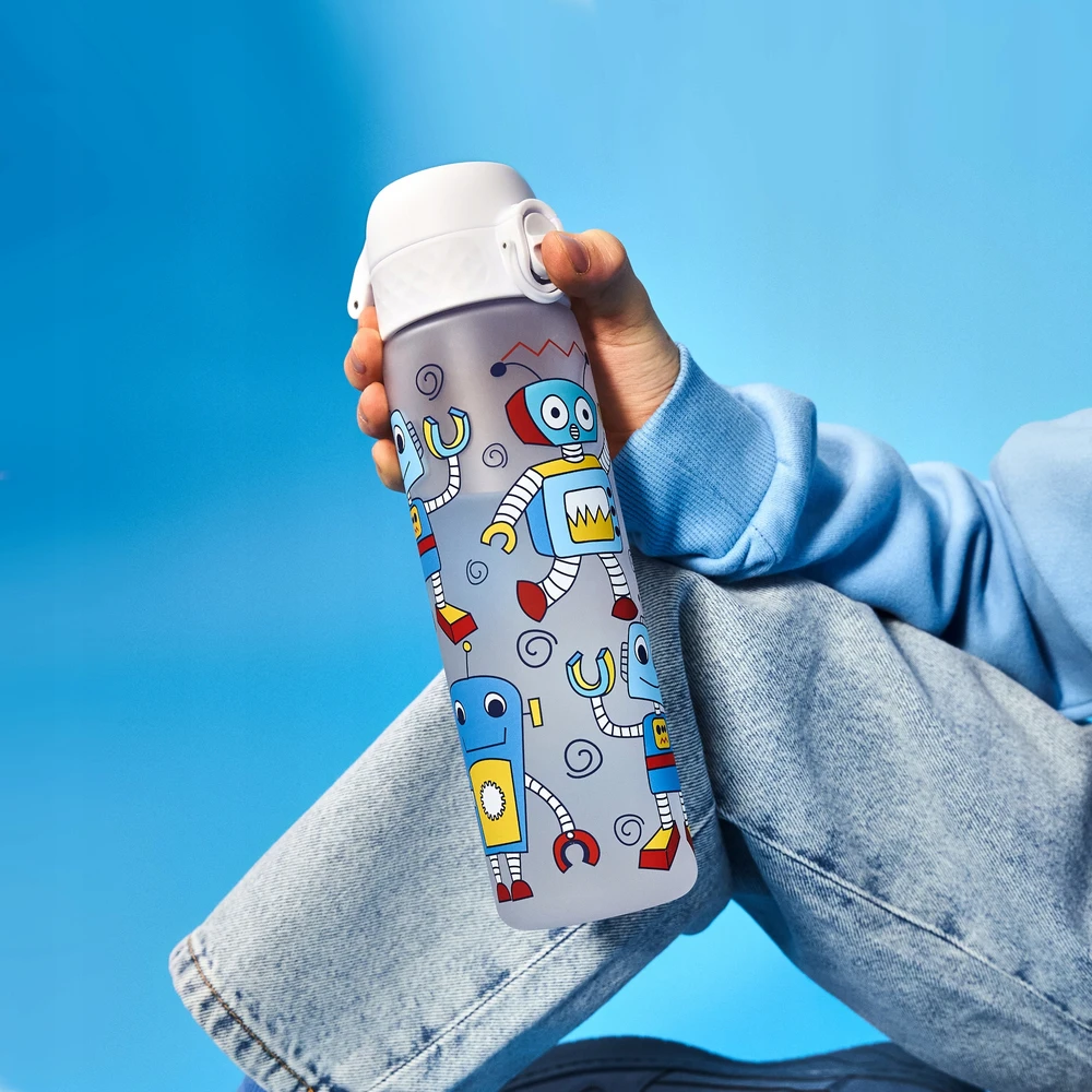 Gertuvė Buteliukas bez BPA BIDON NA WODĘ DO SZKOŁY PRZEDSZKOLA balta ROBOTY ION8 0,5 l