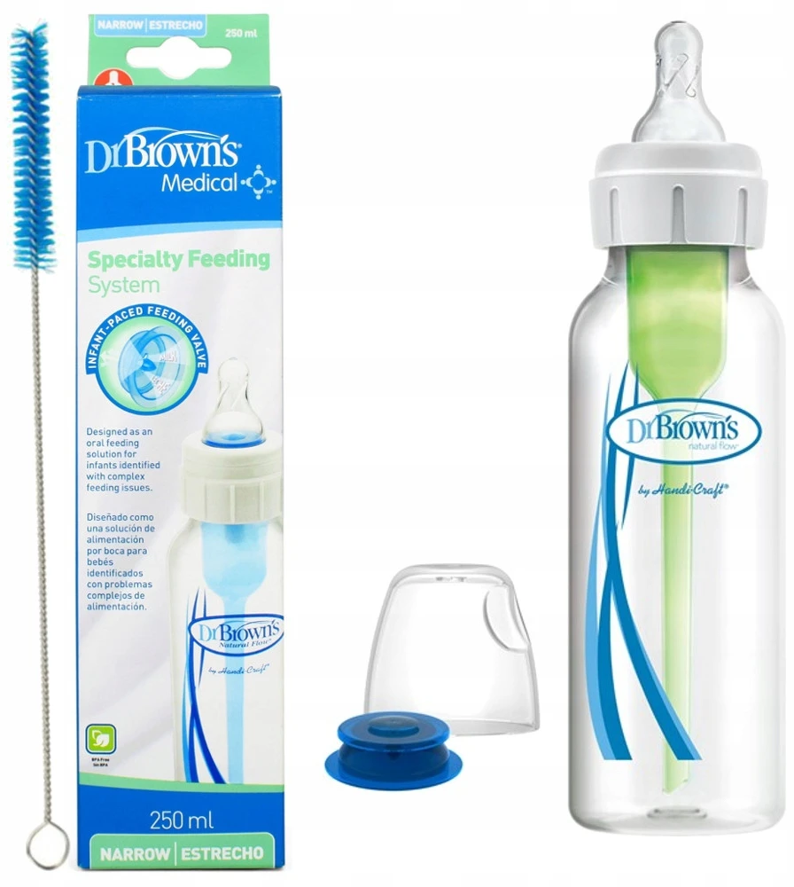 DR. BROWN'S buteliukas siauru kakleliu su spec. paskirties vožtuvu, 250ml