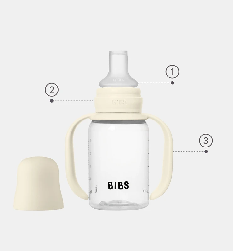 Buteliukas kūdikiui Plastikinis BIBS 150ml nuo pilvo dieglių 6m+ silikoninis Ivory