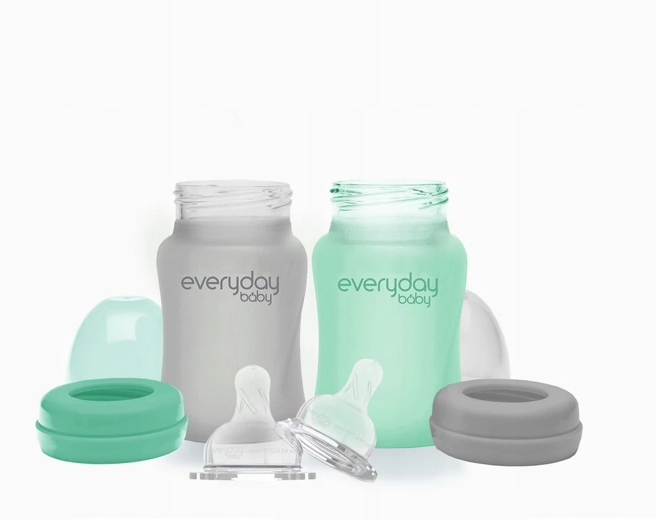 Buteliukas kūdikiui su čiulptuku 0-3m 150 ml STIKLAS + SILIKONAS Everyday Baby