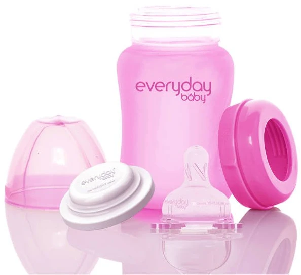 Buteliukas kūdikiui su čiulptuku 0+, STIKLAS, keičiantis spalvą Everyday Baby