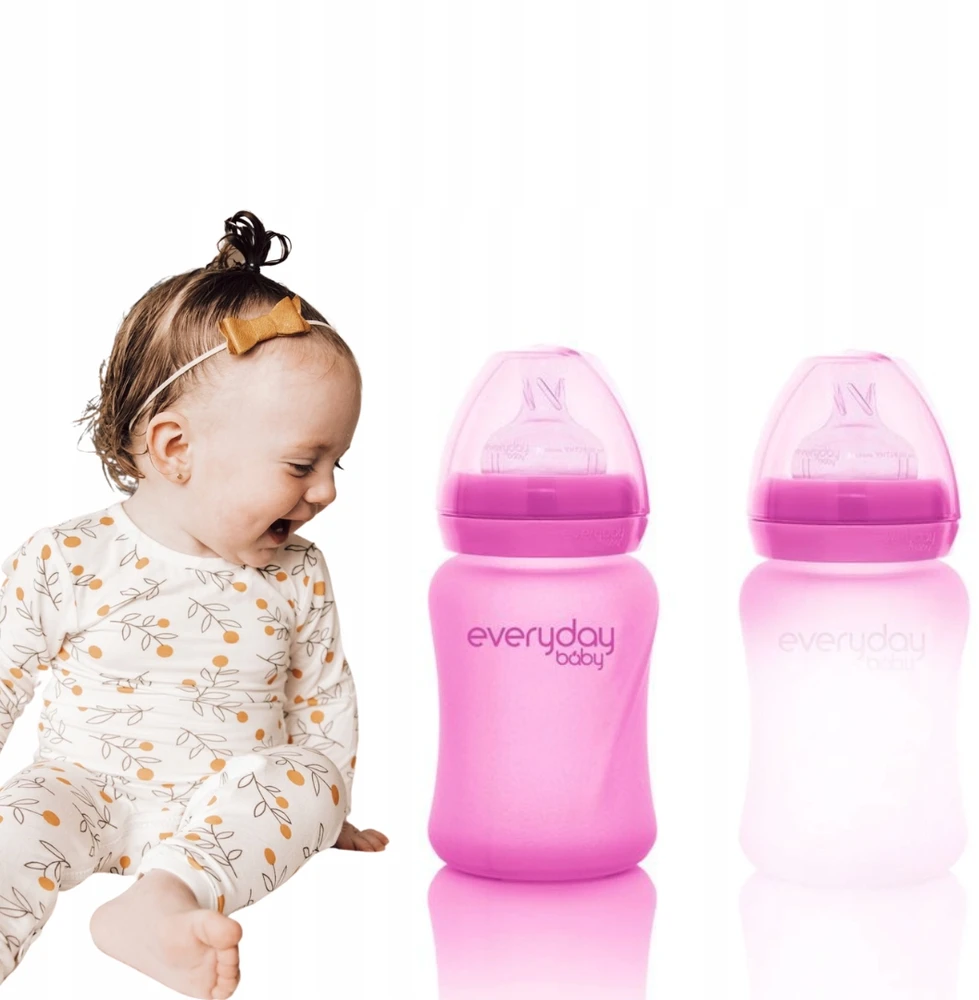 Buteliukas kūdikiui su čiulptuku 0+, STIKLAS, keičiantis spalvą Everyday Baby