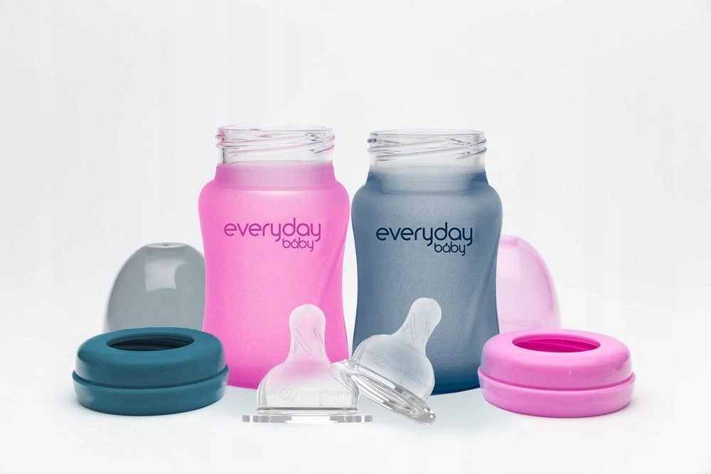 Buteliukas kūdikiui su čiulptuku 0+, STIKLAS, keičiantis spalvą Everyday Baby
