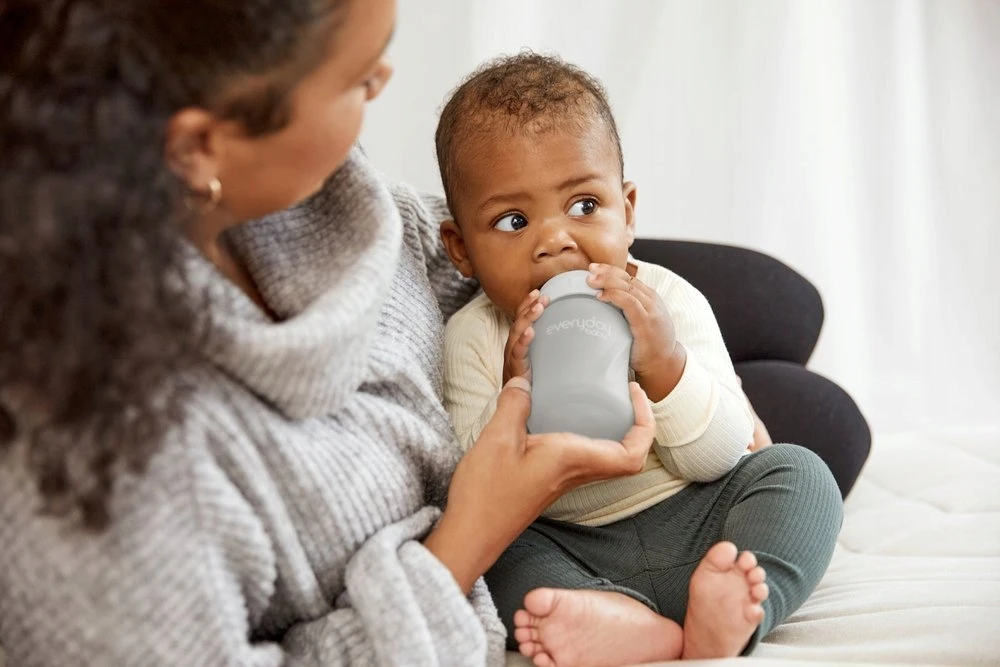 Buteliukas kūdikiui su čiulptuku, STIKLAS, 0-3 m, 150 ml Everyday Baby