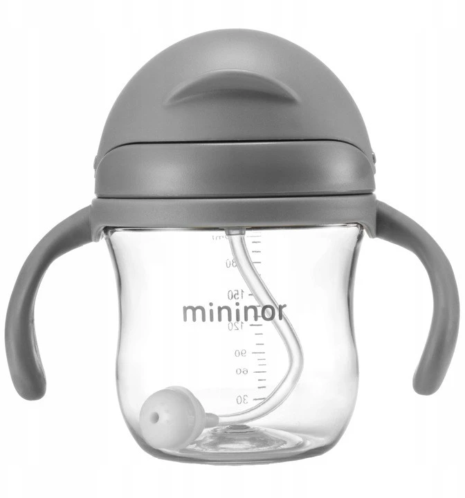 Mininor Global Aps „Miniror Global“ – šiaudinis butelis iš tritano, 220 ml, pilkas sandariklis (14241)