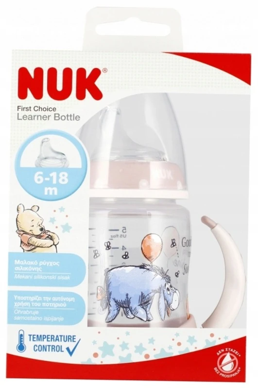 Buteliukas NUK First Choise Donkey, rožinis, 6-18 mėn, 150 ml