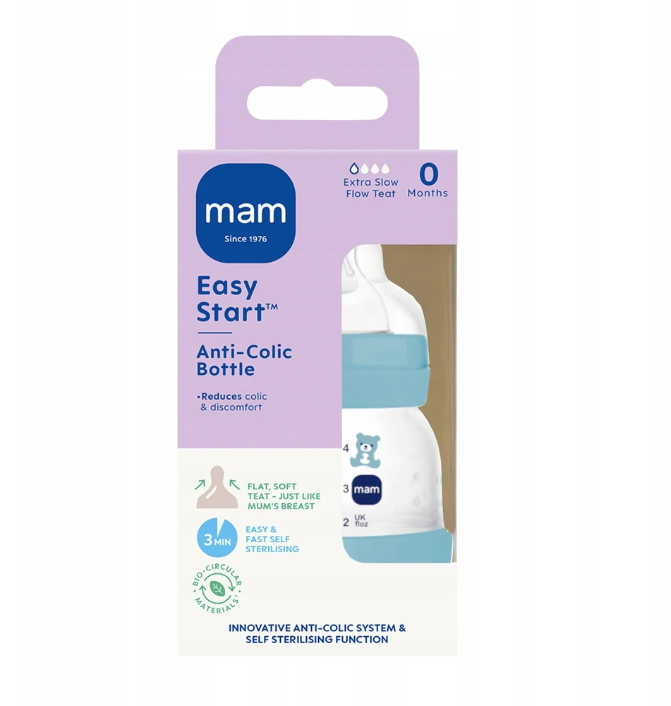 MAM 851070 Perfect Start Planet Love buteliukas nuo dieglių 130ml berniukas