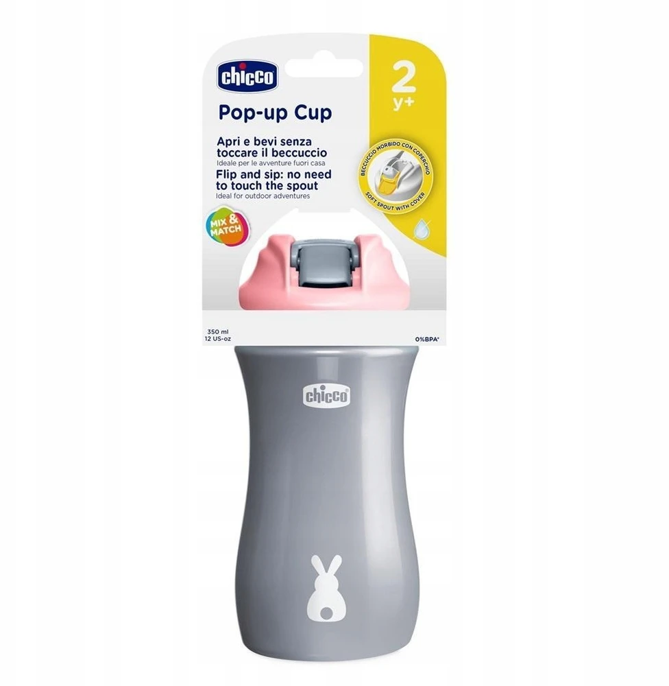 CHICCO 00006920100000 Vandens butelis su minkštu snapeliu 350 ml 2Y+ GIRL