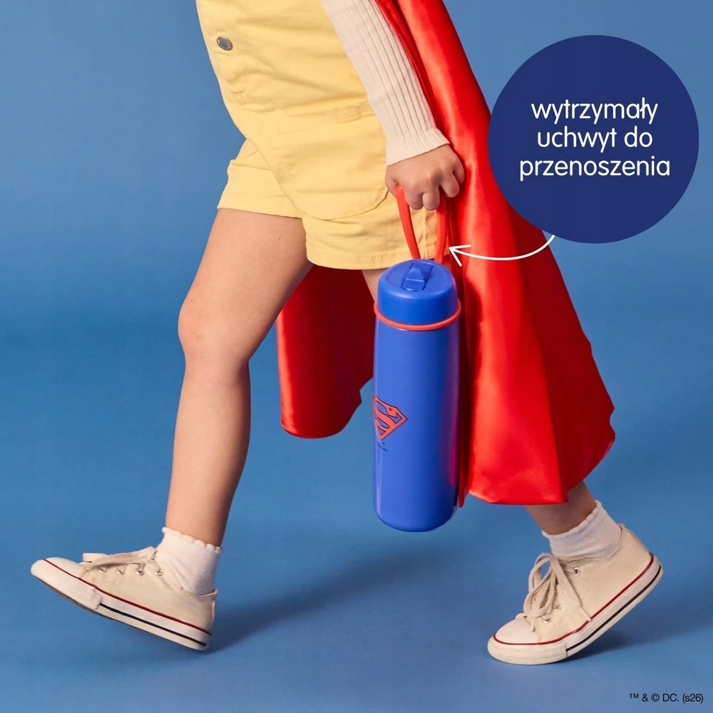 Buteliukas termiczna na wodę 690ml termos ze słomką plieno Superman b.box