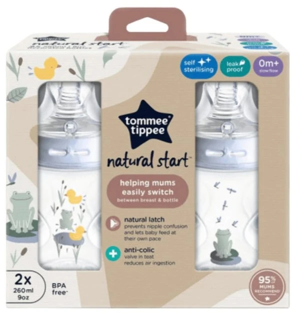 TOMMEE TIPPEE buteliukai spalvoti 260ml 2vnt 42252171, 42252181, 42252110