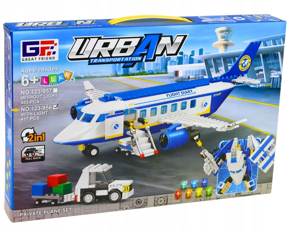 Teka Cabo-Toys BLOCKS KELEIVINIO LĖKTUVO ROBOTO 2IN1 KONSTRUKCIJOS RINKINYS VAIKAMS