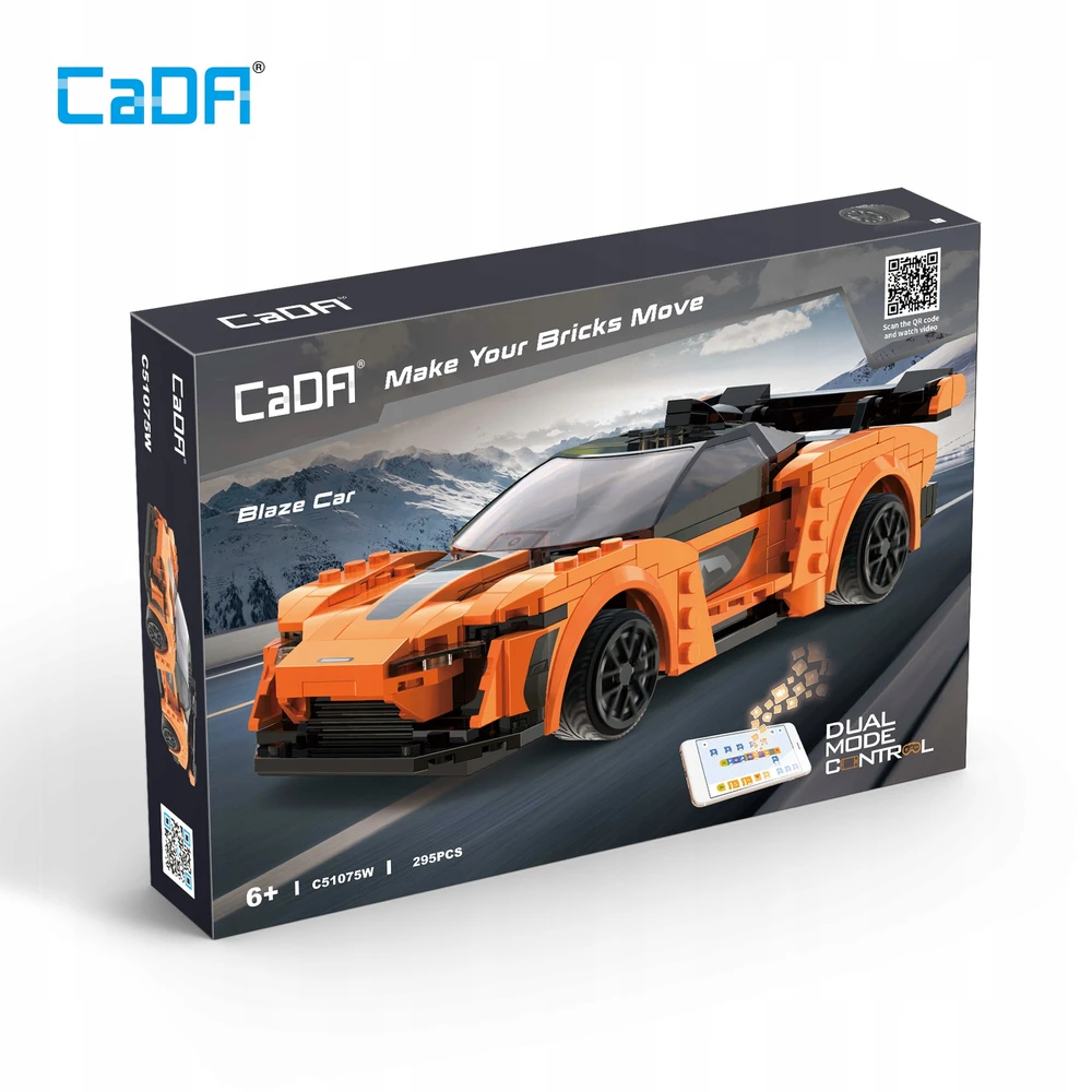 Konstruktorius CaDA Blaze Car C51075W, su RC pultu, 1:20 mastelis (295 dalys)