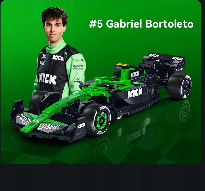 CADA BLOKAI BOLID KICK SAUBER F1 TEAM C45 VERSIJA 2025 SEZONAS 348 EL. FORMULĖ