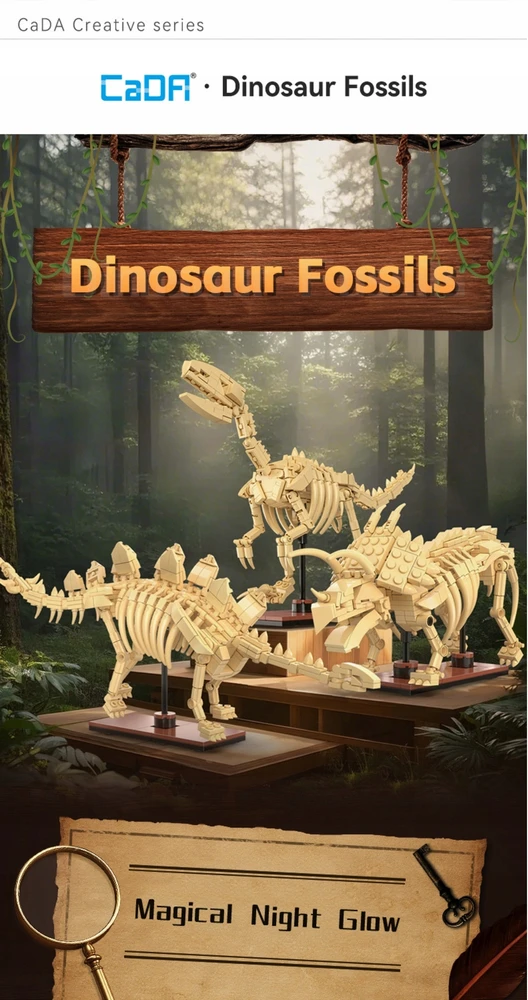 CaDA blokai Dinosaur GLOWING Skeleton Velociraptor 256 el C59014W