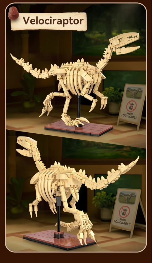 CaDA blokai Dinosaur GLOWING Skeleton Velociraptor 256 el C59014W