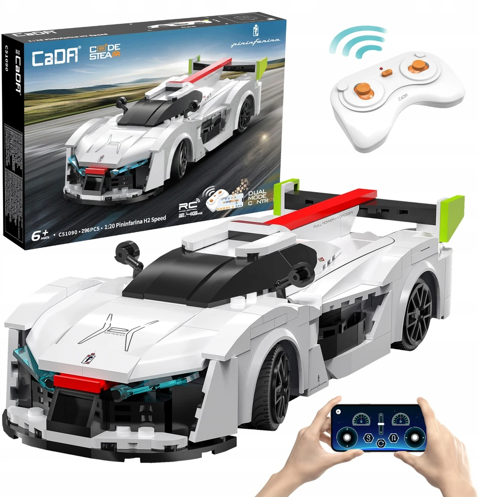Konstruktorius CaDA Pininfarina H2 Speed C51090W, su RC pultu, 1:20 mastelis (296 dalys)