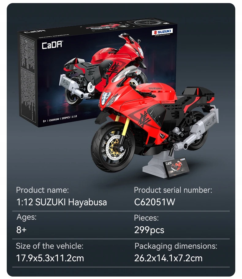 CADA BLOKAI SUZUKI HAYABUSA MOTOCIKLA 1:12 299 ELEMENTAI