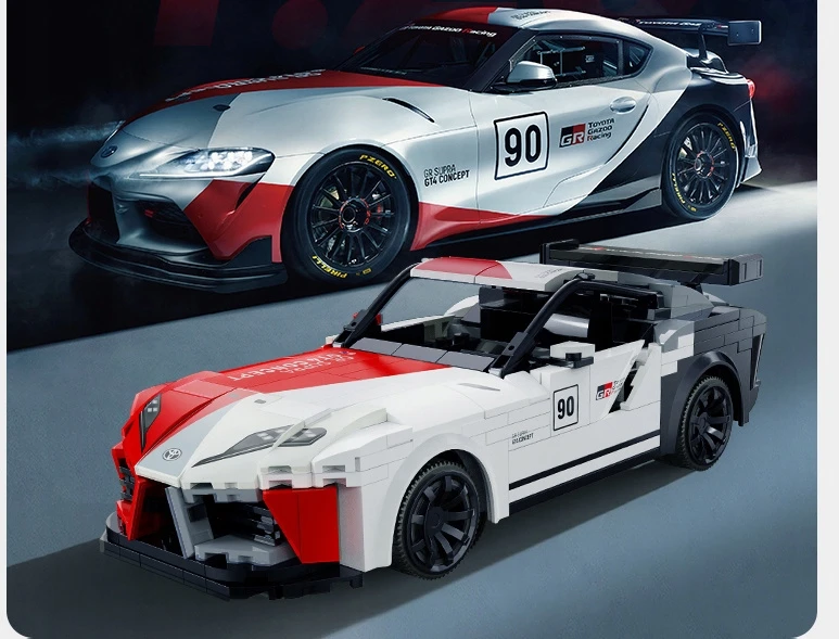 CADA BLOKAI TOYOTA GR SUPRA GT4 1:20 NUOTOLINIO VALDYMO AUTOMOBILIŲ 356 ELEMENTAI.