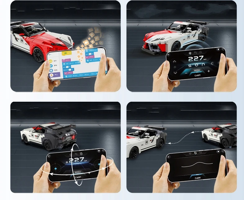 CADA BLOKAI TOYOTA GR SUPRA GT4 1:20 NUOTOLINIO VALDYMO AUTOMOBILIŲ 356 ELEMENTAI.