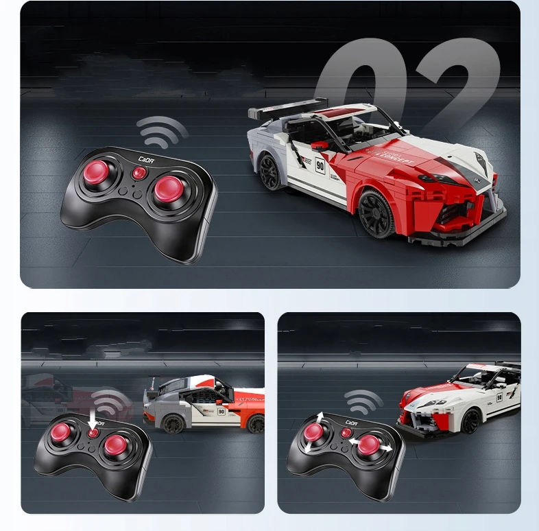 CADA BLOKAI TOYOTA GR SUPRA GT4 1:20 NUOTOLINIO VALDYMO AUTOMOBILIŲ 356 ELEMENTAI.