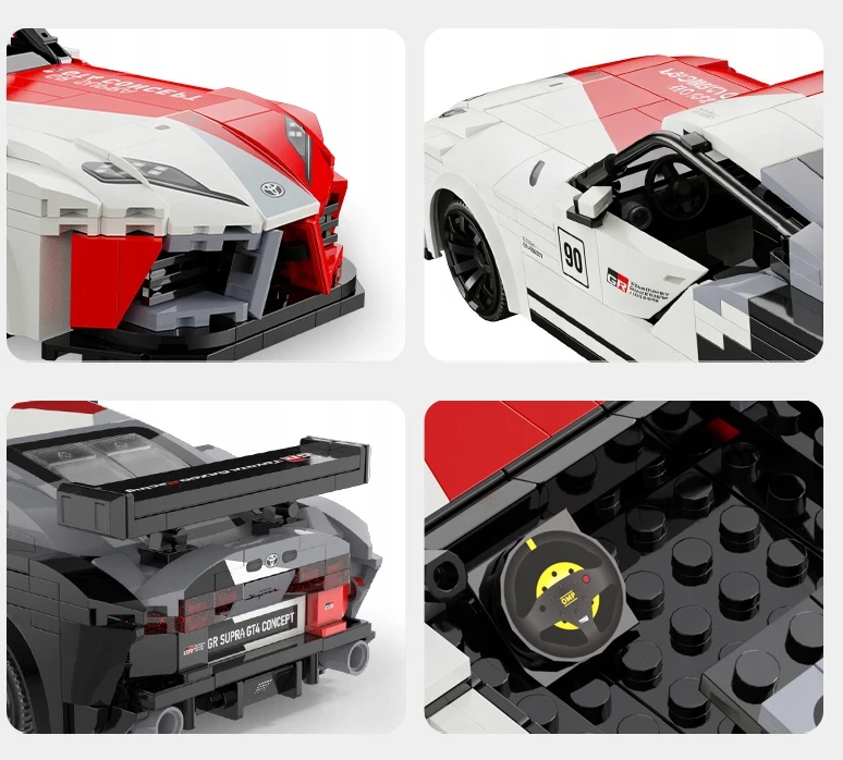 CADA BLOKAI TOYOTA GR SUPRA GT4 1:20 NUOTOLINIO VALDYMO AUTOMOBILIŲ 356 ELEMENTAI.