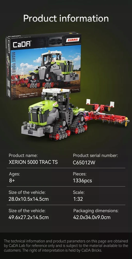 Cada blokeliai Traktorius CLAAS XERION 5000 Trac TS 1336 elementai C65012W 1:32