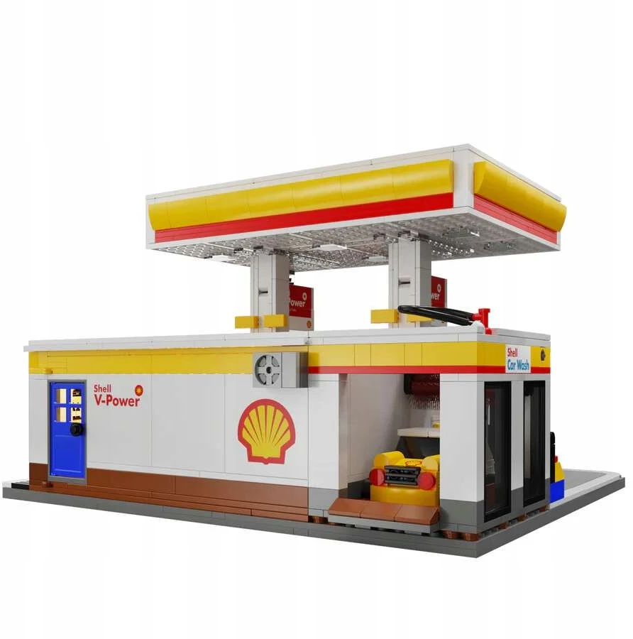 CADA BLOKŲ PASTATAS SHELL DEGALINĖ 1309 EL. + LED APŠVIETIMAS