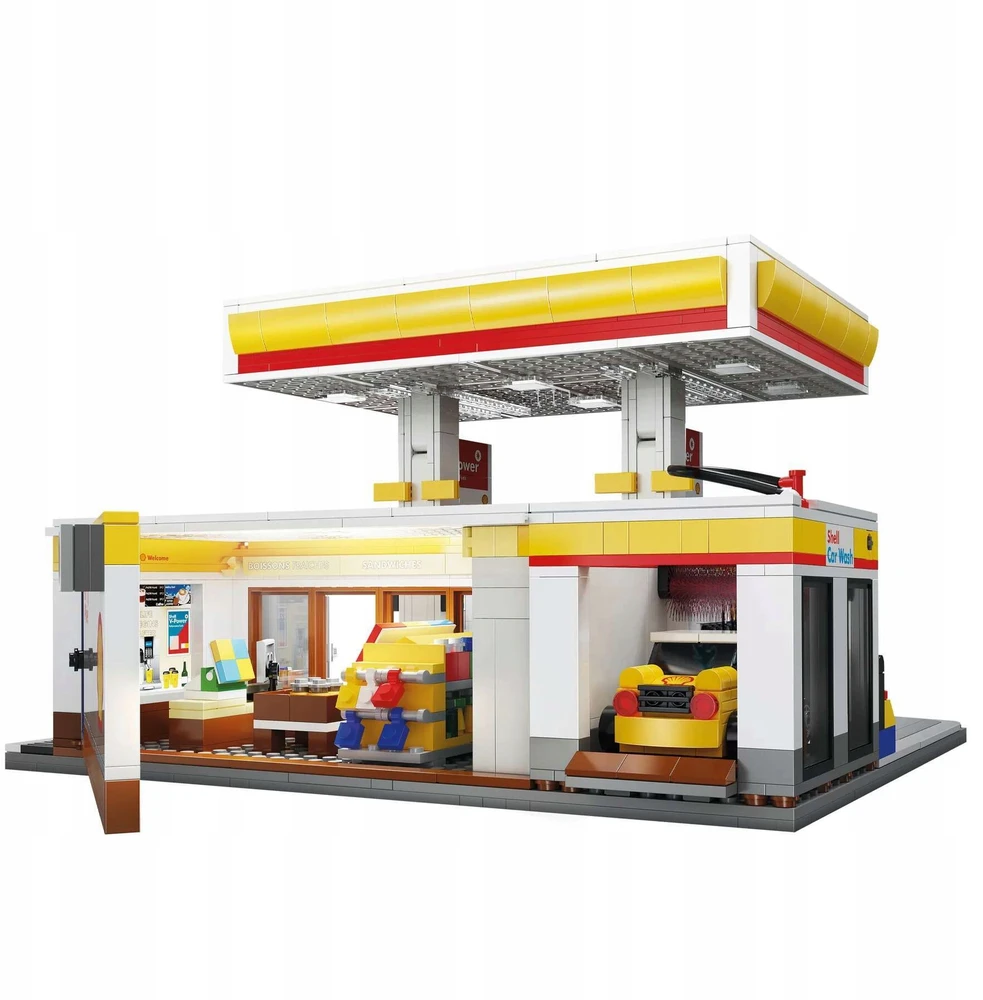 CADA BLOKŲ PASTATAS SHELL DEGALINĖ 1309 EL. + LED APŠVIETIMAS