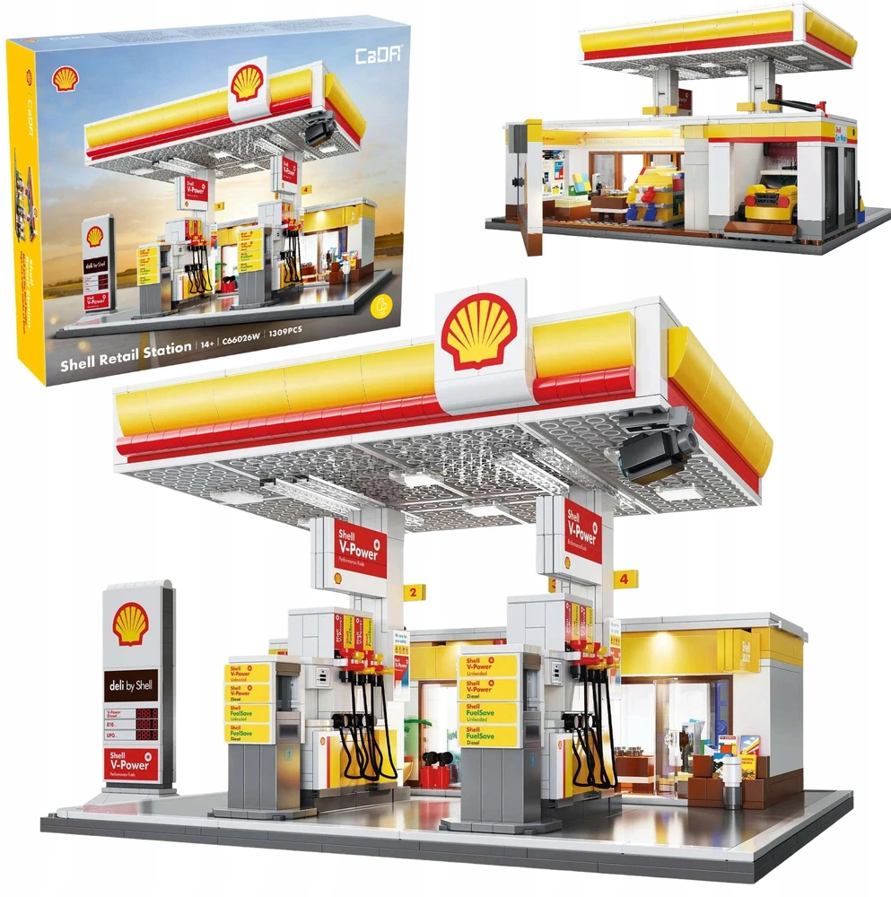 CADA BLOKŲ PASTATAS SHELL DEGALINĖ 1309 EL. + LED APŠVIETIMAS