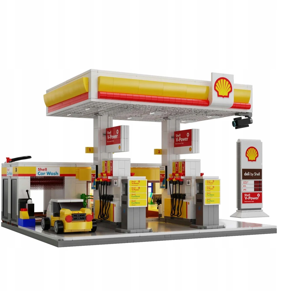 CADA BLOKŲ PASTATAS SHELL DEGALINĖ 1309 EL. + LED APŠVIETIMAS