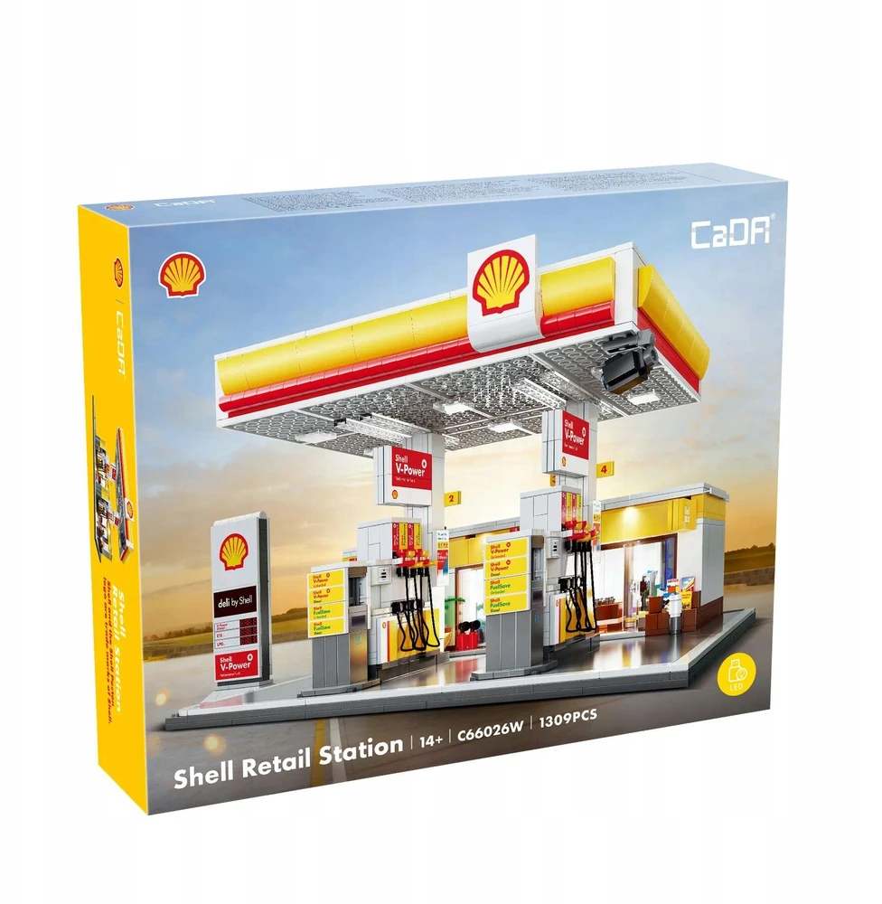 CADA BLOKŲ PASTATAS SHELL DEGALINĖ 1309 EL. + LED APŠVIETIMAS
