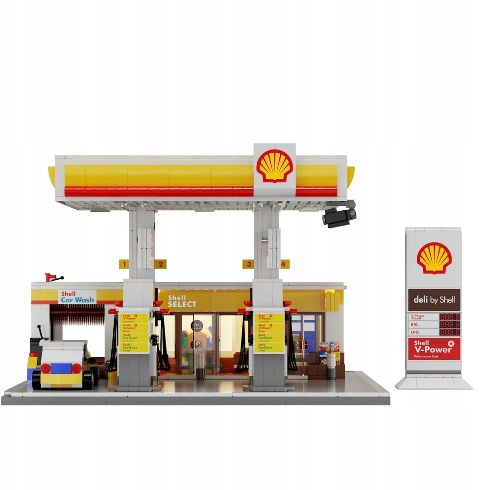 CADA BLOKŲ PASTATAS SHELL DEGALINĖ 1309 EL. + LED APŠVIETIMAS
