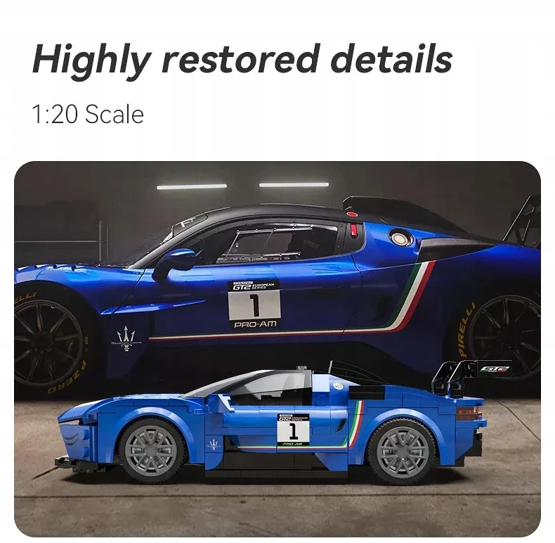 CADA blokų rinkinys Maserati GT2 sportinis automobilis 320 elementų su RC pulteliu