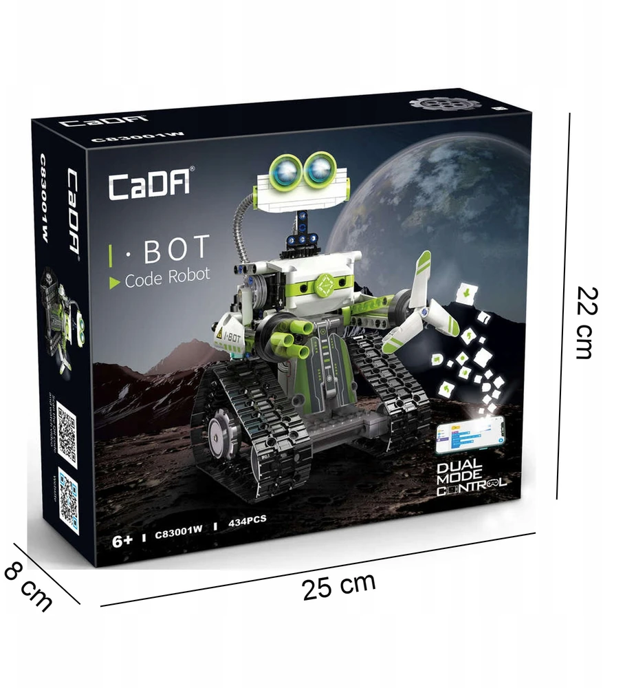 CADA Kaladėlės TECHNIC PROGRAMUOJAMAS ROBOTAS BOTAS 434EL. VALDYMAS SU LED
