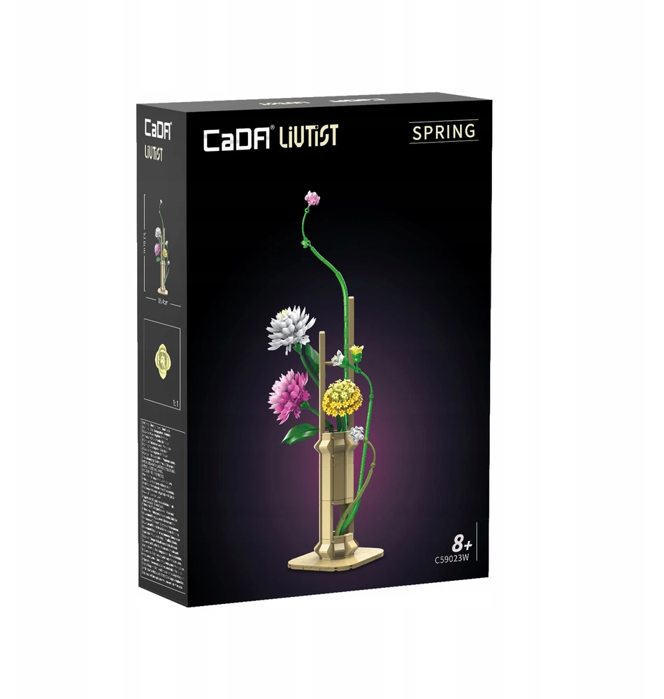 CaDA konstruktoriaus kaladėlės „Gėlės“ rinkinys „Floral Art Spring Whispers“, 53 cm, C59023W, 637 elementų