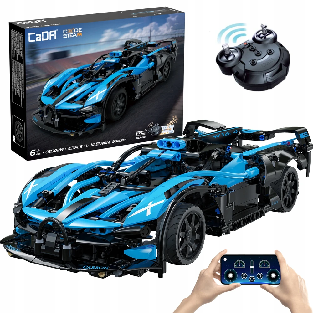 CaDA konstruktoriaus rinkinys „Lenktyninis automobilis“ – nuotoliniu būdu valdomas lenktyninis automobilis „Bluefire Specter“