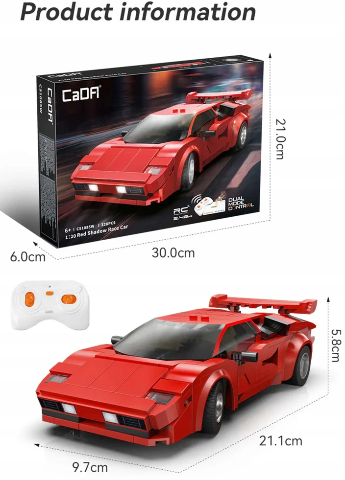 CADA Raudona Shadow RC automobilių sportinės plytos 328 EL dvigubo režimo C51085W